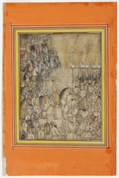 احتفالات في وقت زواج أورنجزيب ، c.1640 (معتم مرحاض الذهب على الورق) بواسطة هونهار